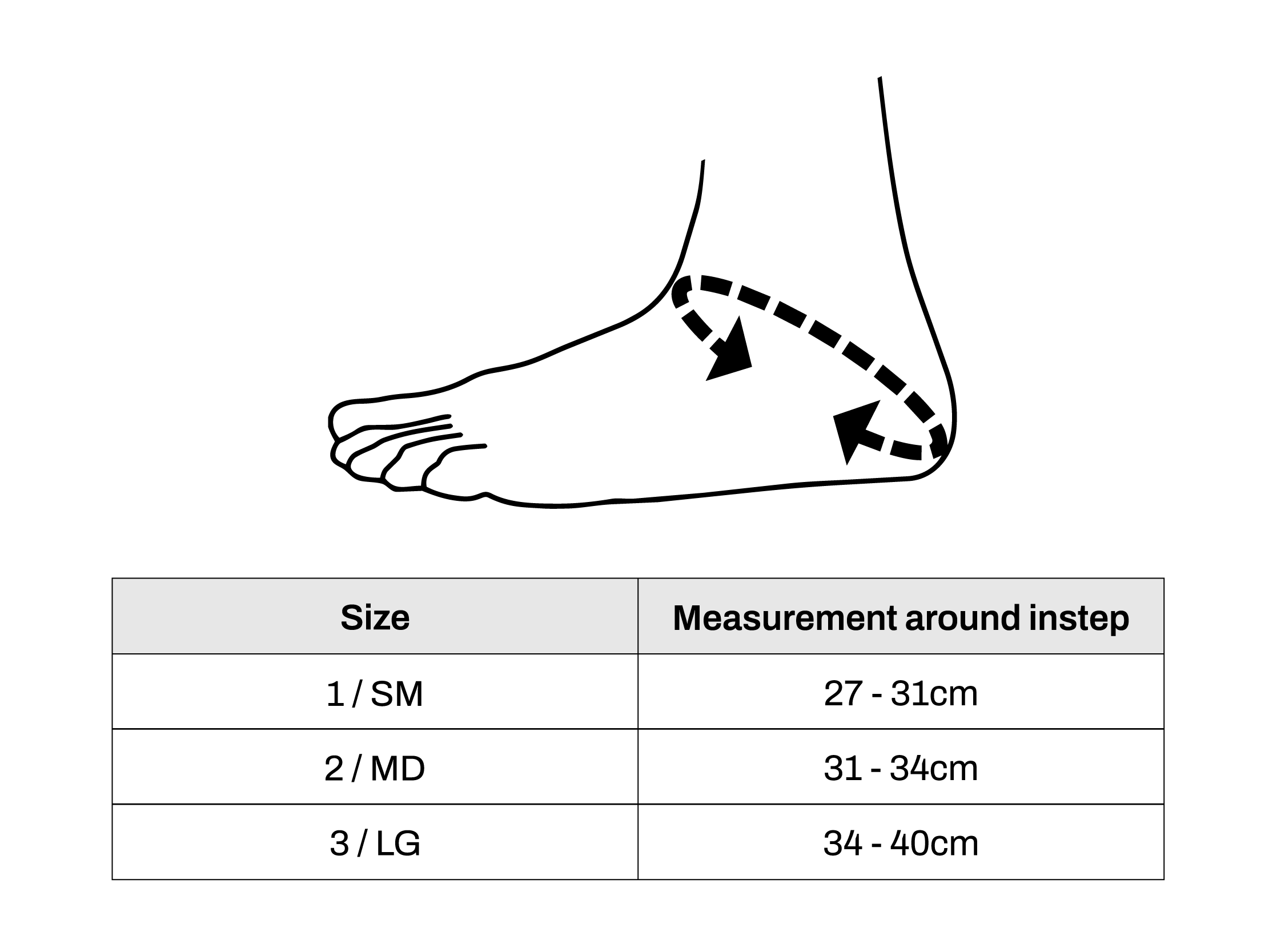 Ankle Size Chart