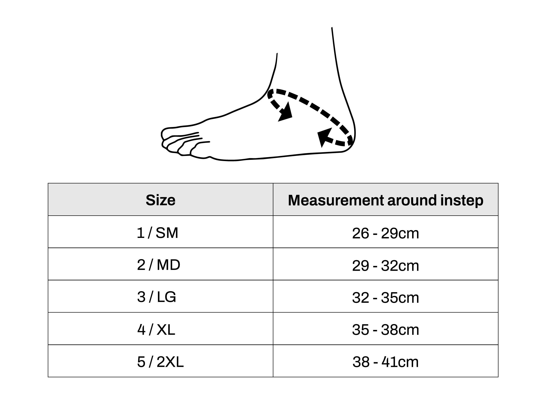 Ankle Size Chart