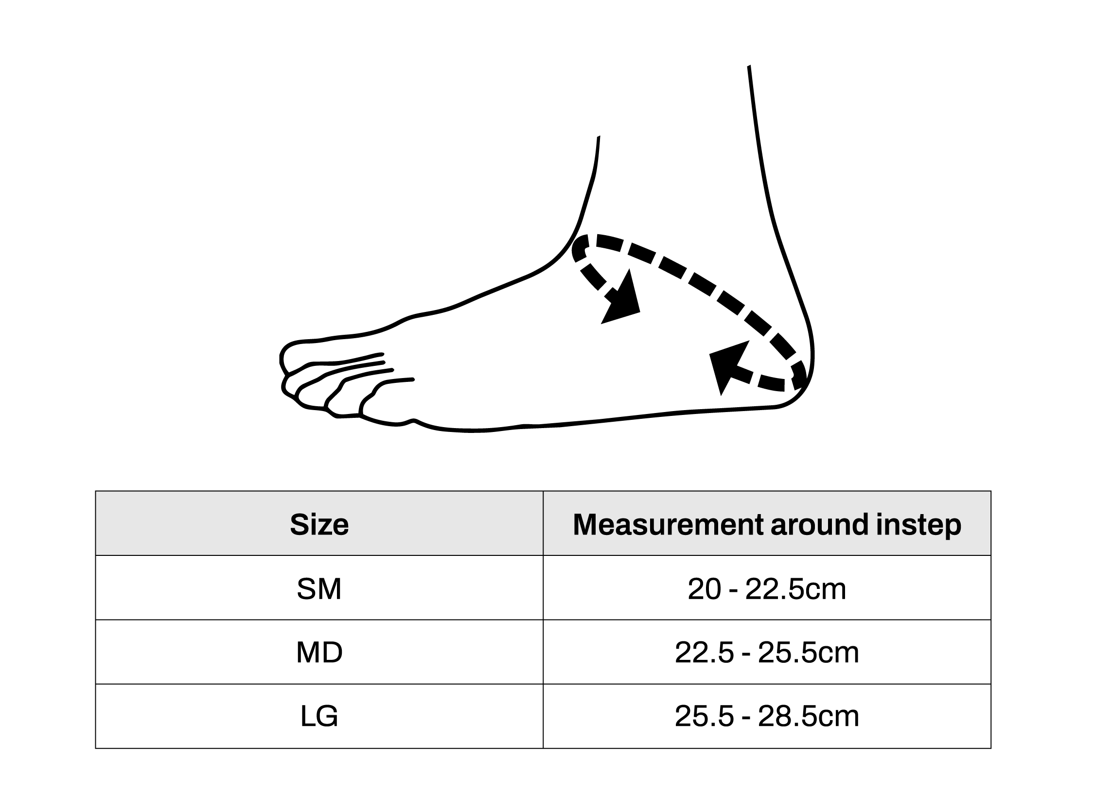 Push Sports Ankle 8 Size Guide