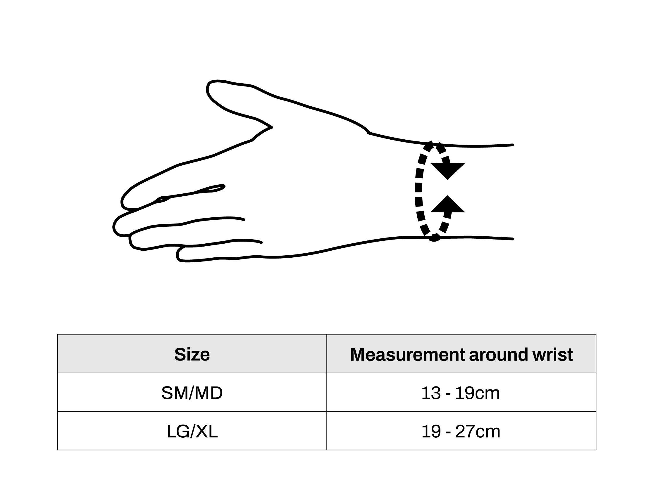 Conwell Medical Thumb Splint Size Guide