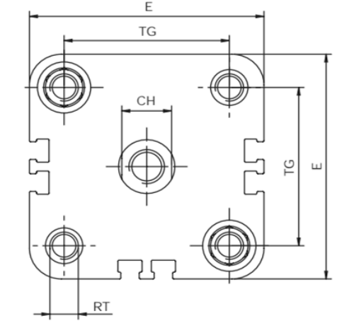 ISO 21287 cylinder mounting interface, catalog drawing