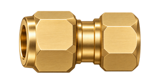DCA brass compression fitting — representative colored series image; dimensions vary by model.