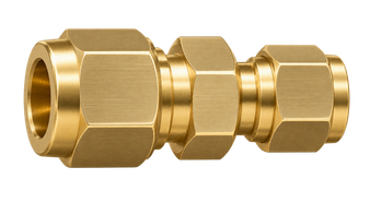 DUR brass compression fitting — representative colored series image; dimensions vary by model.