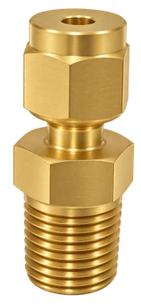 DCT brass compression fitting — representative colored series image; dimensions vary by model.