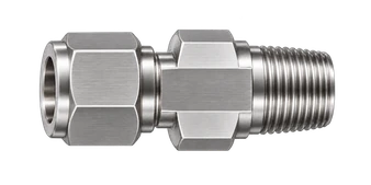 DCTZ stainless steel compression fitting — representative colored series image; dimensions vary by model.