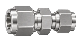 DUR stainless steel compression fitting — representative colored series image; dimensions vary by model.
