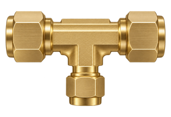 DTR brass compression fitting — representative colored series image; dimensions vary by model.