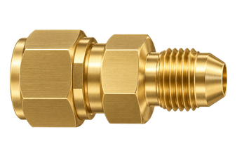 DUC brass compression fitting — representative colored series image; dimensions vary by model.