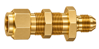 DUE brass compression fitting — representative colored series image; dimensions vary by model.