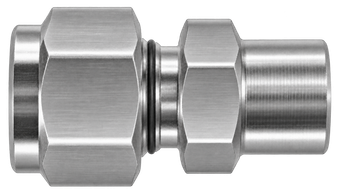 DCB stainless steel compression fitting — representative colored series image; dimensions vary by model.