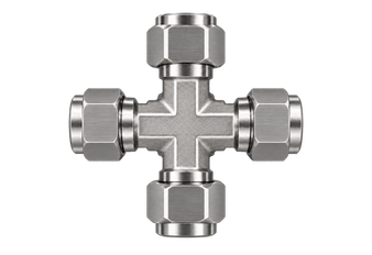 DXA stainless steel compression fitting — representative colored series image; dimensions vary by model.