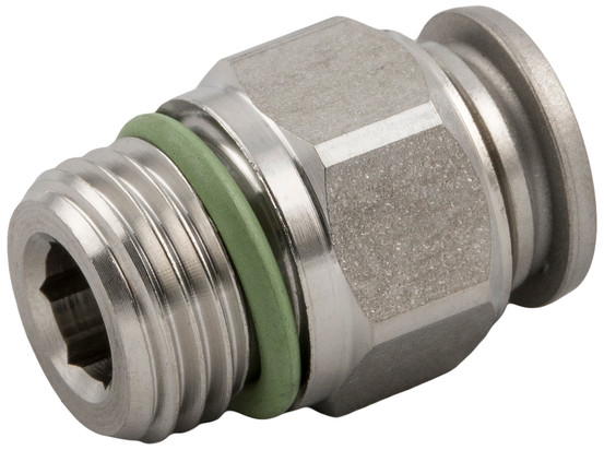 Stainless Steel (FKM Seal) Straight Male 4mm (5/32") Tube x 1/4" BSPP - 60020-4-1/4