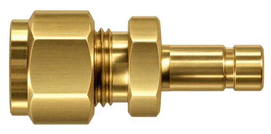 DRE brass compression fitting — representative colored series image; dimensions vary by model.