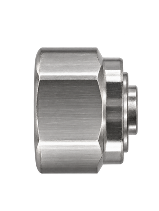 DBA stainless steel compression fitting — representative colored series image; dimensions vary by model.