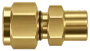DCB brass compression fitting — representative colored series image; dimensions vary by model.