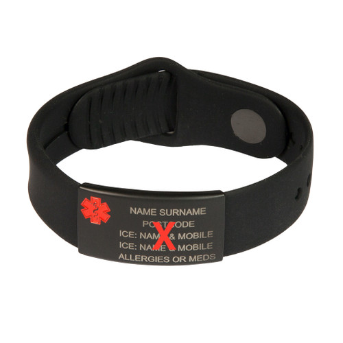 ICE ID - Stealth Black Hook And Loop Replacement Strap Only