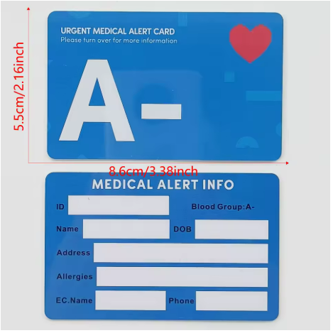 BLOOD GROUP WRITE ON MEDICAL CARD
