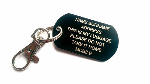 ICE ID - Aluminium Luggage Dog Tag Keyring (One Sided)
