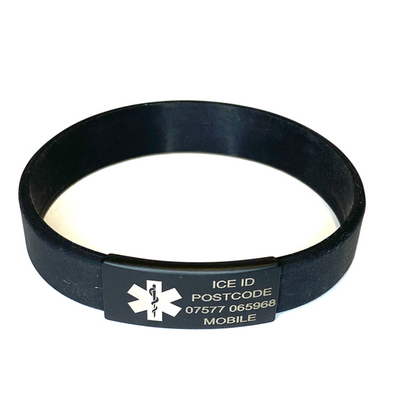 ICE ID - Thin Everyday with Black Alu Medical Tag