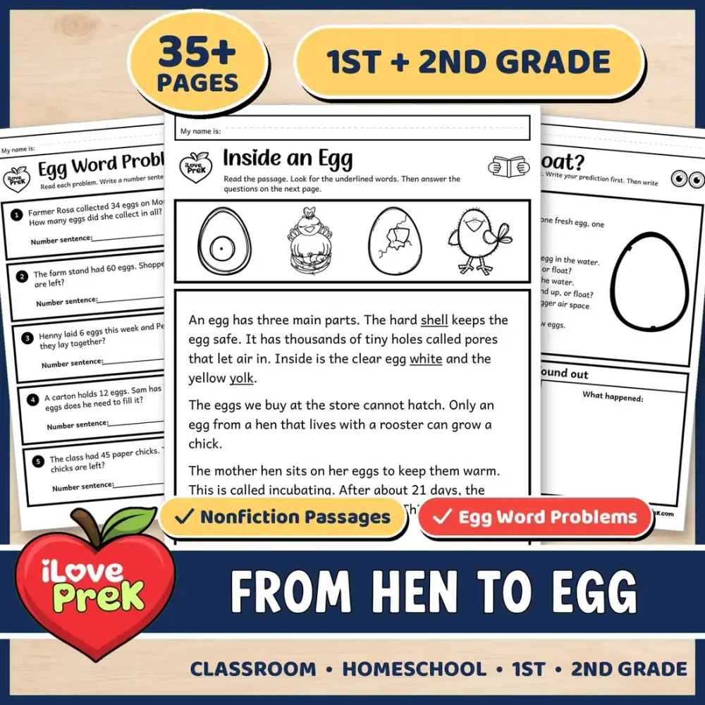 Hen to egg unit for 1st and 2nd grade.