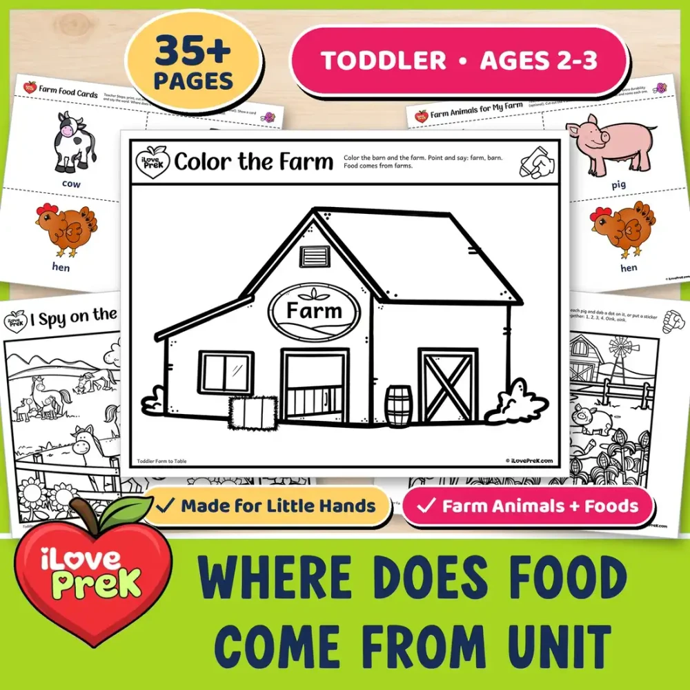 Toddler farm activities for ages 2-3.