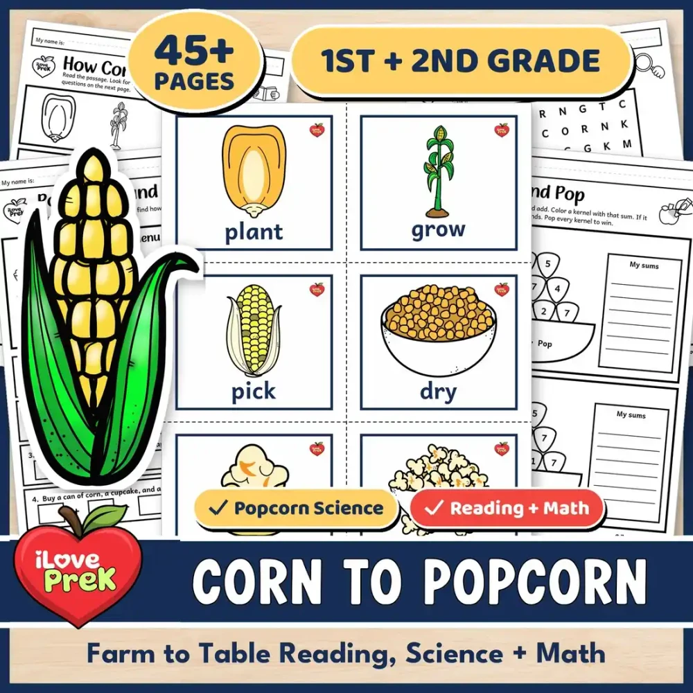 Corn and popcorn unit for 1st and 2nd grade.