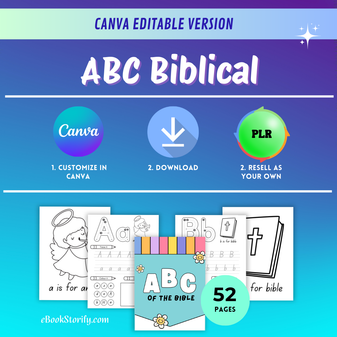 ABC Biblical Coloring Book for Kids - Editable Alphabet PLR eBookStorify
