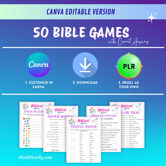 Pack 50 Printable Games for Women Ministry - Editable PLR eBookStorify