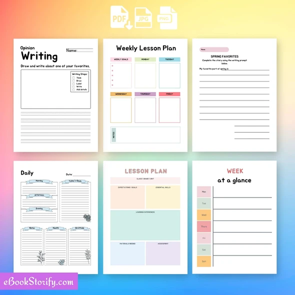 Daily gratitude journal pages with today I am grateful for prompts habit tracker and vision board for children ages 5 to 12