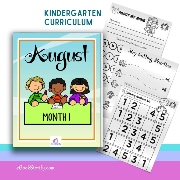 Kindergarten August curriculum 180 pages Science of Reading-Aligned back to school letters A through H and All About Me activities for homeschooling families and classroom teachers