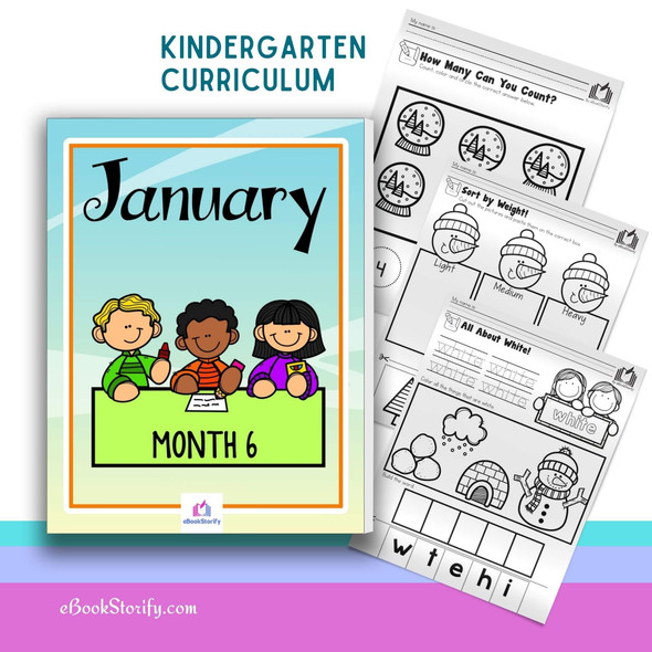 Kindergarten January curriculum 360 pages Science of Reading-aligned winter animals word families for homeschool classroom teachers and daycare or childcare