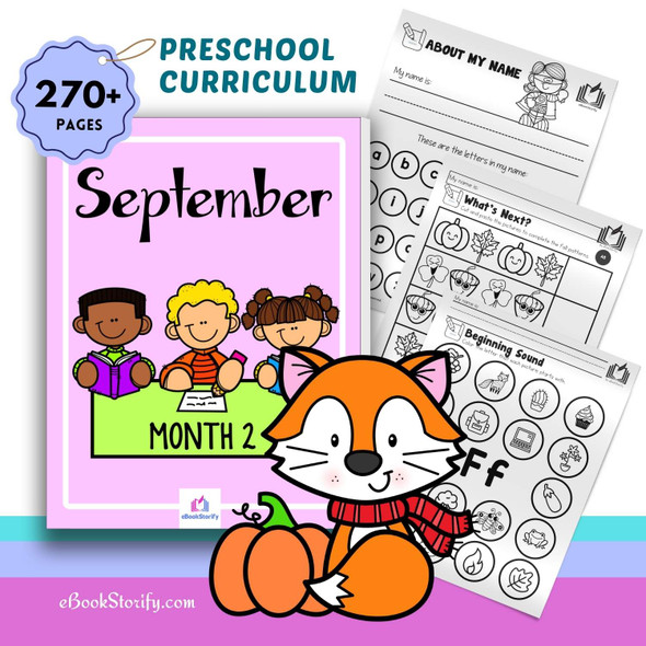 Preschool September Curriculum - Fall Activities Bundle - PreK Worksheets & Crafts eBookStorify