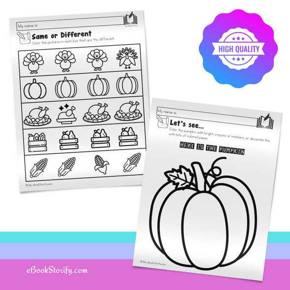 Preschool November Curriculum - Thanksgiving Activities Bundle - PreK Worksheets & Crafts eBookStorify