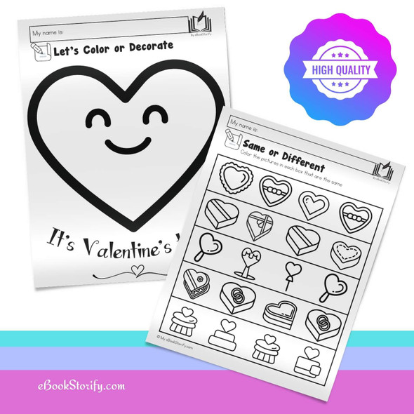 Dot, patterns and decorate heart yellow heart busy bee craft scissor skills hearts and Valentine mazes for preschool Valentine's Day classroom fun