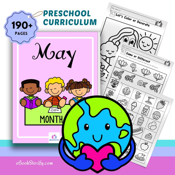 Preschool May curriculum with 190 pages of Mother's Day and nutrition activities for ages 3 to 5 homeschool and classroom