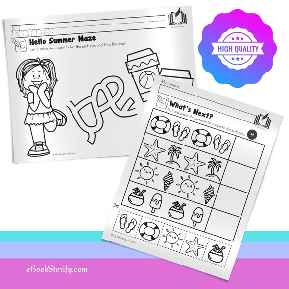 Fourth of July activity pages including mazes patterns flag handprint fireworks and Star Man for preschool