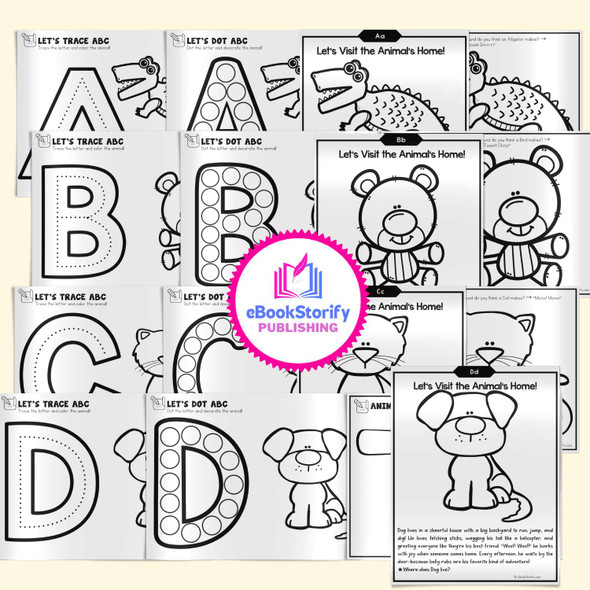 Toddler Alphabet Workbook – Animal Sounds Habitats Dot Marker Tracing Fine Motor Ages 2-4 eBookStorify
