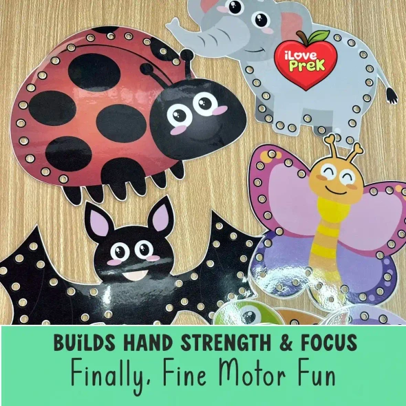 Animal lacing cards set of 12 printable fine motor activity for toddlers and preschoolers
