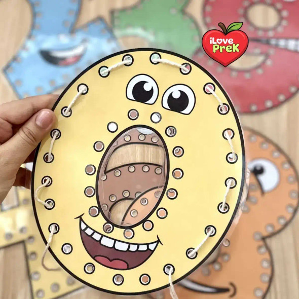 Number Lacing Cards 0-9 - Toddler, Preschool Fine Motor Activity eBookStorify