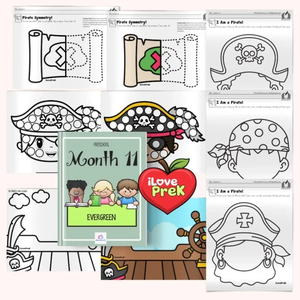 Pirates imaginative play worksheet for preschool creative development activities