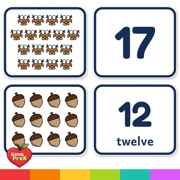 Big Forest number cards and picture cards for counting to 20.