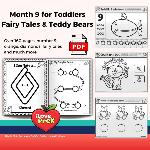 Month 9 overview with sample pages for letters W to Z review and number 9.