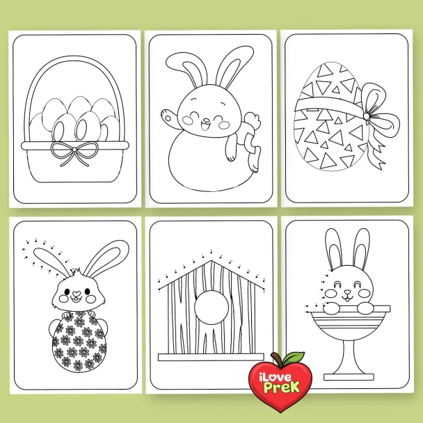 Academic worksheet layout preview from the Easter Workbook Volume 3 activity bundle by iLovePrek.