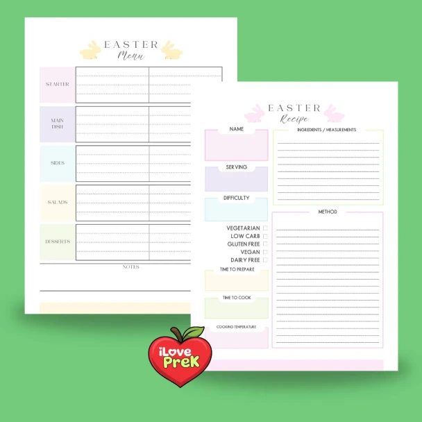 Front cover mockup of the Easter Planner and activity organizer by iLovePrek.