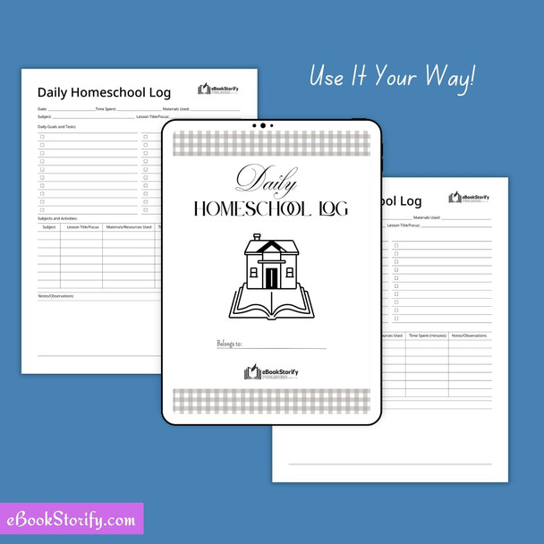 Daily Homeschool Log Printable – Simple Schedule Planner eBookStorify