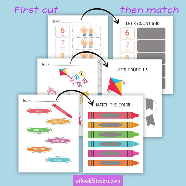 Cut and match uppercase lowercase letter recognition alphabet order and number matching activities building early literacy and math skills for preschool and kindergarten