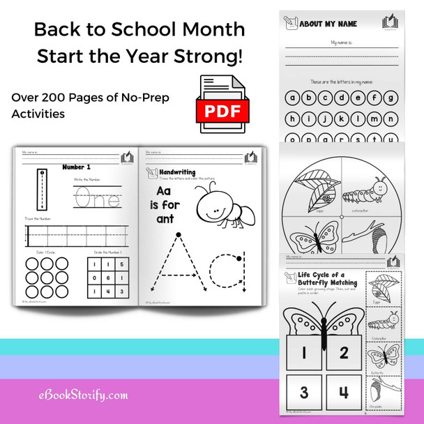 Preschool August Curriculum - Back to School Activities Bundle - PreK Worksheets eBookStorify