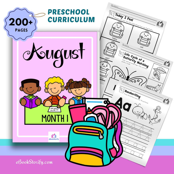 Preschool August Curriculum - Back to School Activities Bundle - PreK Worksheets eBookStorify