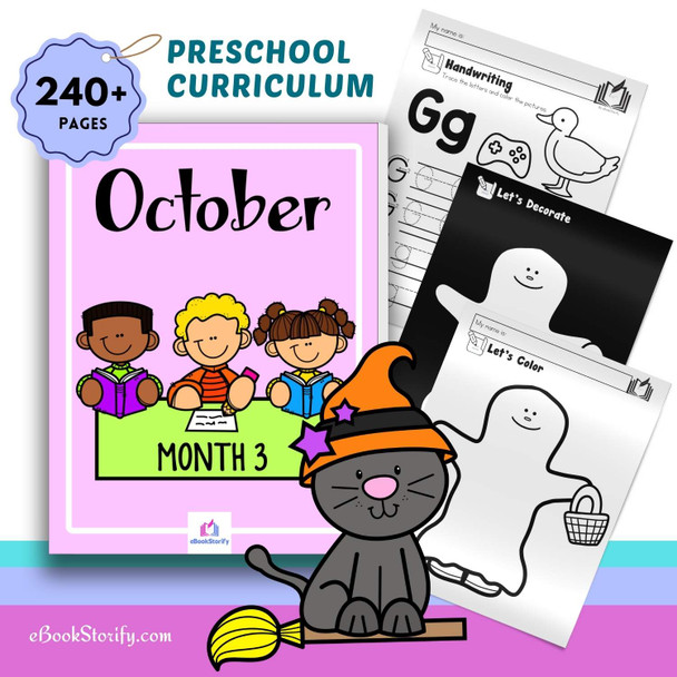Preschool October Curriculum - Halloween Activities Bundle | PreK Worksheets & Crafts eBookStorify