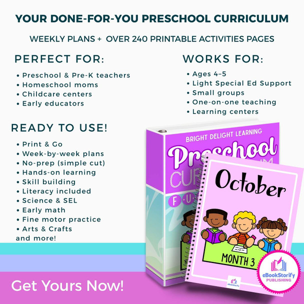 Preschool October Curriculum - Halloween Activities Bundle | PreK Worksheets & Crafts eBookStorify